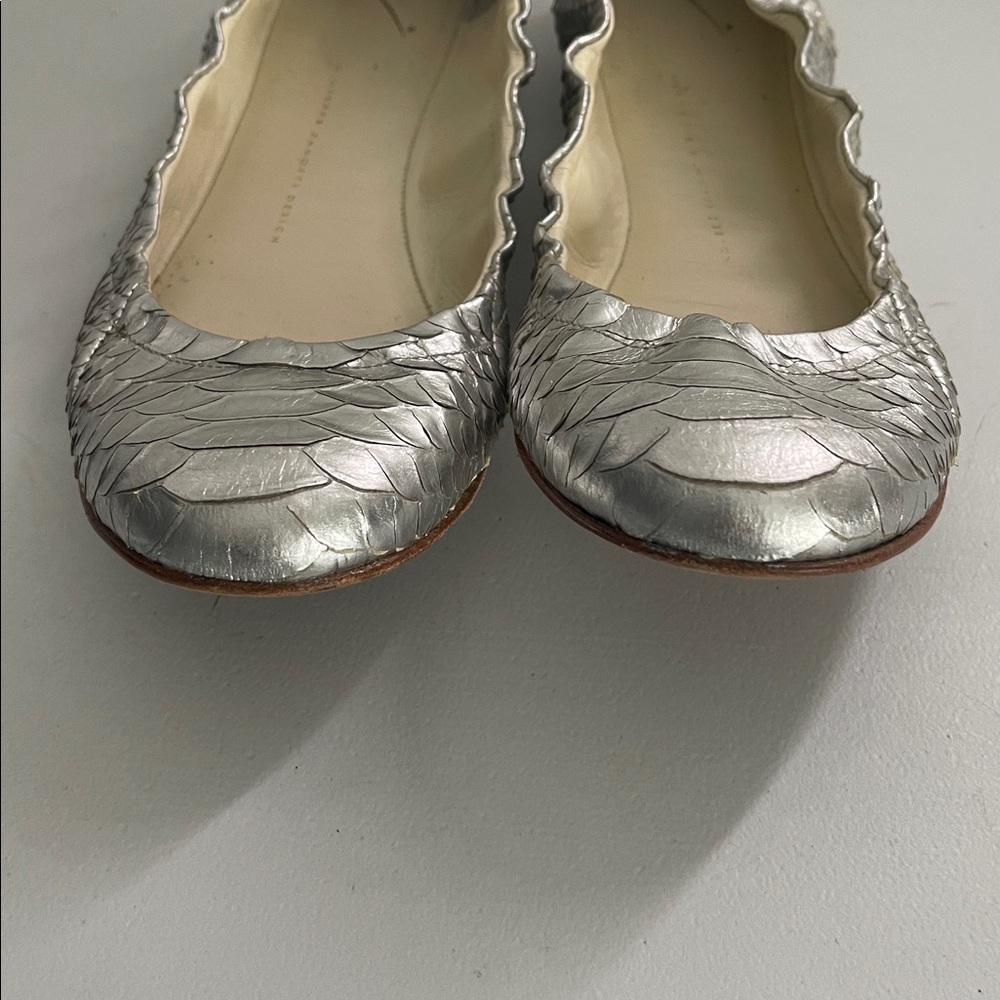 Giuseppe Zanotti Silver Python Leather Ballet Fla… - image 3